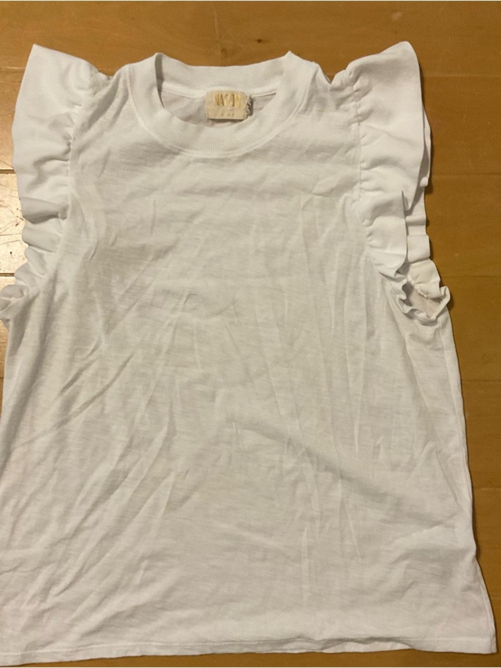 Nation LTD White Ruffle Sleeve Short Sleeve Tee